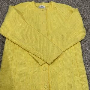 Vintage Yellow Cable Knit Button Front Cardigan Sweater